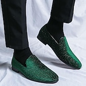 preiswerte Halbformell-Herren Loafer &amp; Slip On Übergrössen Loafer fahren Wanderschuhe Geschäftlich Britisch Hochzeit Party &amp; Abend St. Patricks Day Stoff Schwarz Weiß Blau Frühling Herbst