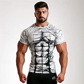 levne 3D trička-Pánské Grafika Sval Tričko Krátký rukáv tričko 3D tisk Tričkový Košile Denní Na běžné nošení Subkultůra Outdoorové sporty Dovolená Jdeme ven Bílá studená bílá Světle šedá Jaro léto Oblečení S M L XL
