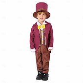 cheap Boys&#039; Costumes-Willy Wonka Cosplay Costume Cosplay Movie Cosplay for Boys Kid&#039;s Masquerade