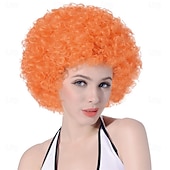 olcso Party Parókák-rövid, göndör, göndör afro paróka nőknek 70-es évek szintetikus hőálló parókák vicces party cosplay haj St. Patrick napi parókák