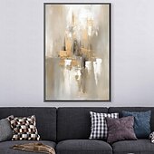 preiswerte Ölgemälde-Großes handgemaltes Blattgoldgemälde auf Leinwand, abstraktes beiges Ölgemälde, luxuriöse Kunst, strukturiertes Gemälde, handgemalte Kunst, goldenes Ölgemälde, Wanddekoration für Hoteldekoration