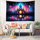 levne Tapiserie Blacklight-ramadán mešita blacklight gobelín uv reaktivní záře ve tmě trippy mlhavá příroda krajina závěsná gobelín nástěnná malba pro obývací pokoj ložnice