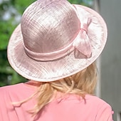 abordables Chapeaux de fête-Chapeaux melon en lin/chapeau cloche, chapeau seau, chapeau de soleil, fête de thé, mariage élégant avec nœud papillon, couvre-chef