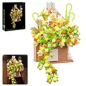 baratos Brinquedos de Montar-Presentes do dia das mulheres buquê de flores conjunto de construção flores casa bonsai plantas com luz led coleção botânica decoração de parede brinquedo de construção criativa presentes do dia das