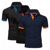olcso Férfi klasszikus póló-Férfi POLO trikó Golfing Hétköznapi Sport Hajtóka Rövid ujjú Divat Alap Tömör szín Kollázs 3 db Nyár Normál Szürke+Fekete+Navy Blue Kék+bor+tengerészkék Szürke+narancs+bor Bor+Fehér+Navy Blue POLO