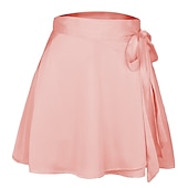 billiga Casual kjolar-dammardi gras kjol en linje mini hög midja kjolar rosett enfärgad vardagshelg sommar satin mode casual vin svart-vit svart rosa karnevalstema