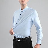 voordelige strijkvrije overhemden voor heren-Voor heren Overhemd Overhemd met knopen Zwart Wit Wijn Lange mouw Effen Revers Lente &amp; Herfst Bruiloft Feest Kleding