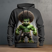 abordables Patrón 3D-Hombre Graphic Caricatura Sudadera Sudaderas Sudadera Manga Larga Sudadera con capucha Con Capucha Moda Impresión 3D Vacaciones Deporte Festivos Negro Azul Marino Estampado Bolsillo delantero
