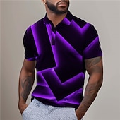 abordables Polo géométrique pour homme-Homme Géométrique Chemise de golf Manche Courte Polos Chemises à Col Occasionnel Vêtements de vacances Tenue formelle Vêtements de festival Impression 3D Boutons Été Jaune
