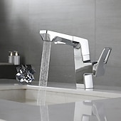 cheap Bathroom Sink Faucets-Bathroom Sink Faucet - Rotatable / Pull out / Classic Electroplated Centerset Single Handle One HoleBath Taps