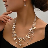 お買い得  ジュエリーセット-イヤリングセット 1セット 合金 イヤリング ネックレス 女性用 ファッション ジュエリーセット 用途 結婚式のゲスト 贈り物 祭り