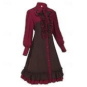 ieftine Rochii-Lolita gotică Punk și gotic Steampunk Rochii Episcop Cu Volane Bloc Culoare Răsfrânt Costume de fancy Pentru femei Fantezie Steampunk Performanță Mascaradă Adulți Rochie