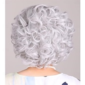 cheap Older Wigs-ColorGround Old Lady Granny Silver White Curly Wig 100 Days of School