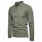 economico Casual da lavoro-Per uomo Camicia camicia di lino Camicia in lino e cotone Camicia in cotone bianco Camicia con colletto cinese Camicia con colletto alla coreana Liscio Da mare Hawaiano Nero Bianco Blu Arancione
