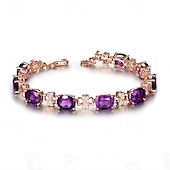 preiswerte Für sie-Herzförmiger Amethyst-Anhänger Europäischer Luxus vierblättriges Kleeblatt Armband herzfarbener Schatz Diamantring Temperament lila Edelsteinohrstecker Set Weihnachtsgeschenk