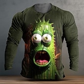 billige T-skjorter med dyreprint-Herre Grafisk Tegneserie Morsom T skjorte Langermet T skjorte 3D-utskrift Crew-hals Skjorte Designer Fritid Subkultur Sport &amp; Utendørs Ferie Ut på byen Svart Burgunder Blå Vår &amp; Vinter Klær S M L XL
