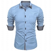 economico Camicie Button Down da uomo-Per uomo Camicie Camicia abbottonata Camicia non stirabile Maglietta informale Nero Bianco Rosa Borgogna Blu Manica lunga Color Block Tinta unita / tinta unita Collo ripiegabile Matrimonio Da mare