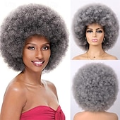 levne Párty paruky-paruka afro kudrnaté paruky 70. let pro černé ženy nošení bez lepku a měkké černé afro paruky velké skákací a měkké přirozeně vypadající plné paruky pro denní party cosplay kostým halloweeen