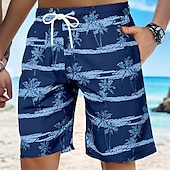 cheap Tropical Plants &amp; Flowers-Men&#039;s Coconut Tree Bermuda shorts Beach Shorts Mid Waist Vacation Hawaiian Holiday Daily Holiday Vacation Drawstring Elastic Waist 3D Print Designer Clothing Apparel