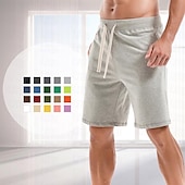 abordables Sweat Shorts-Men's Sweat Shorts Shorts Workout Shorts Casual Shorts Drawstring Pocket Elastic Waist Plain Comfort Breathable Knee Length Casual Daily Holiday Sports Fashion Blue Khaki Micro-elastic