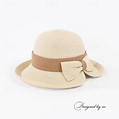 economico Cappelli per feste-berretto Fibra Cappelli da pescatore A falda larga Cappello di paglia Matrimonio Informale Elegante Protezione solare Con Fiocco A fantasia Copricapo Copricapo