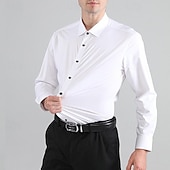 voordelige strijkvrije overhemden voor heren-Voor heren Overhemd Overhemd met knopen Zwart Wit Wijn Lange mouw Effen Revers Lente &amp; Herfst Bruiloft Feest Kleding