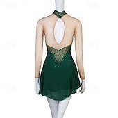 cheap Competition Dress-Dance Salsa Latin Dance Dress Rhinestone Women's Performance Training Long Sleeve High Spandex Tulle