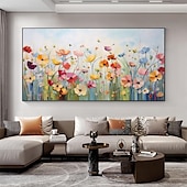 cheap Floral/Botanical Paintings-Handmade Original Flower scenery Oil Painting On Canvas Wall originate Art Painting for Home Decor With Stretched Frame/Without Inner Frame Painting