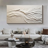 cheap Landscape Paintings-Hand painted Textured White Abstract Sandy Beach Oil Painting on Canvas handmade Original Blue Ocean Painting Custom Art Decor for Living room Wall Decor Wall Art