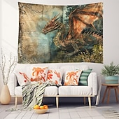 cheap Animal Tapestries-Vintage Dragon Hanging Tapestry Wall Art Large Tapestry Mural Decor Photograph Backdrop Blanket Curtain Home Bedroom Living Room Decoration