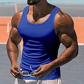 baratos Tops de ginásio-Homens Camiseta Malha Íntima Top de colete Camiseta Interior Sem Manga Decote Redondo Primavera Verão Tecido Moda Designer Básico Sexy Férias Rua Para Noite Preto Branco Vermelho Top Tee para Homens