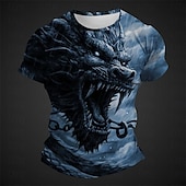 ieftine Tricouri cu imprimeu animal-Bărbați Grafic Animal Balaur Tricou Manșon scurt Tricou Tipărire 3D Stil Nautic Cămașă Zilnic Designer Casual Sport exterior Concediu Ieșire Verde Deschis Albastru piscină Roșu Primavara vara