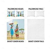 cheap Duvet Cover Sets-Three piece set of African primitive tribal character prints down duvet cover hotel bedroom guest room famous guest bed bedding comfortable set 1 down duvet cover 2 pillowcases king size bed s
