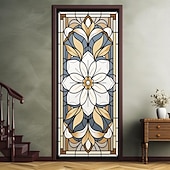 Недорогие Дверные чехлы-витражи цветочные дверные покрытия фреска декор дверной гобелен дверной занавес украшение фон дверной баннер съемный для входной двери в помещении и на открытом воздухе украшение для дома и комнаты