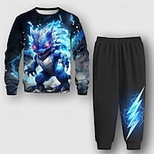 billiga Pojkens 3D Vision &amp; Geometri-Pojkar 3D Drake Sweatshirt &amp; Sweatpants Set Långärmad 3d-utskrivning Vår Höst Aktiv Mode Häftig Polyester Barn 3-12 år Rund hals Utomhus Gata Semester Normal