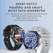 abordables Relojes inteligentes-Reloj inteligente x100 para hombres con llamada Bluetooth, reloj de pulsera con pantalla grande de 1,43 pulgadas, ECG, control de la salud y la glucosa en sangre, reloj inteligente deportivo para