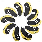 זול אביזרים וציוד גולף-10 יחידות כיסוי ראש מועדון גולף עמיד למים נייד כיסוי ראש מגן ברזל טריז ניאופרן כיסויי גולף גולף כיסויי גומי עם 3 צבעים אפשרות מתאים לרוב המגהצים