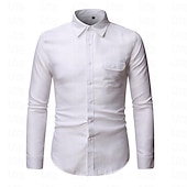 economico camicie da uomo no stiro-Per uomo Camicia Camicie Camicia con bottoni Liscio Matrimonio Giornaliero Nero Bianco Giallo Vino Manica lunga Collo ripiegabile Primavera &amp; Autunno Abbigliamento Tasche