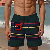 abordables Impression Géométrique-Homme Rayure Shorts de bain Shorts de Surf Caleçons de Bain Taille Moyenne Vacances Hawaïen Style de villégiature Vacances Fête Plage Cordon de serrage avec doublure en mesh Taille Élastique Designer