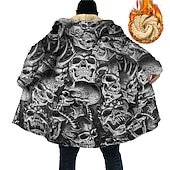 billige fleecejakke for menn-Herre Vinterfrakk Fleece-jakke Frakk Sport &amp; Utendørs Dagligdagstøy Hold Varm Pustende Glidelås Lomme Høst vinter Hodeskaller Mote Gatemote Hettegenser Lang Normal Svart Jakker