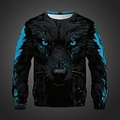 levne Pánské 3D mikiny-Pánské Zvíře Vlk Mikiny Mikina Svetr Dlouhý rukáv Mikina Tričkový 3D Subkultůra 3D tisk Dovolená Jdeme ven Streetwear 3D tisk Jaro &amp; podzim