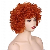  Mrs Roper Kurze Flauschige Lockige Orange Rote Cosplay Perücke Frauen Kostüm für Karneval Halloween Perücken