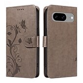 זול תיק טלפון אחר-טלפון מגן עבור גוגל Pixel 8 Pro Pixel 7 Pixel 6 מארז כרטיס ארנק מובלט מגן גוף מלא עם רצועת יד עֵץ פרפר TPU עור PU