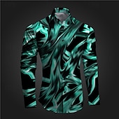 economico Geometrica-Per uomo Geometrica Graffiti Camicia con bottoni Camicie stampate Manica lunga Sottoculturale Da mare Feste Strada Primavera estate Collo ripiegabile Stampa Bottone giù Rosa Rosso Blu Azzurro cielo
