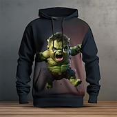 levne 3D vzor-Pánské Grafika Komiks Kapuce Kapucky Mikina Kapuce Dlouhý rukáv Mikina s kapucí Kapuce Módní 3D tisk Outdoorové sporty Dovolená Streetwear Rubínově červená Vodní modrá Tisk Přední kapsa Jaro &amp; podzim