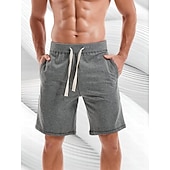 abordables Sweat Shorts-Men's Sweat Shorts Shorts Workout Shorts Casual Shorts Drawstring Pocket Elastic Waist Plain Comfort Breathable Knee Length Casual Daily Holiday Sports Fashion Blue Khaki Micro-elastic