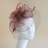 levne Svatební čelenka-Fascinátory Klobouky Doplňky do vlasů Organza Se širší krempou Cylindr Závojový klobouk Dostih koktejl Elegantní Vinobraní S Peří Mašličky Přílba Pokrývky Hlavy