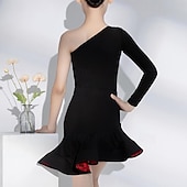 voordelige Toppen en Sets-Latijnse dans Kinderdanskleding Latin Salsa Dance Rokken Gesplitst Voor meisjes Prestatie Alledaagse kleding Lange mouw Hoog Spandex