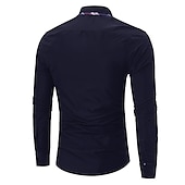 preiswerte Button-Down-Hemden für Herren-Herren Oberhemd Knopfhemd Schwarz Weiß Wein Langarm Farbblock Umlegekragen Frühling &amp; Herbst Hochzeit Täglich Bekleidung Hemden mit Kragen