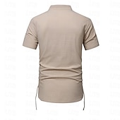 abordables Informal de negocios-Hombre Camisa camisa de lino Camisa de lino de algodón Camisa de algodón blanca Camisa de cuello chino Camisa de cuello mandarín Plano Vacaciones Calle Negro Blanco Azul Marino Caqui Manga Corta